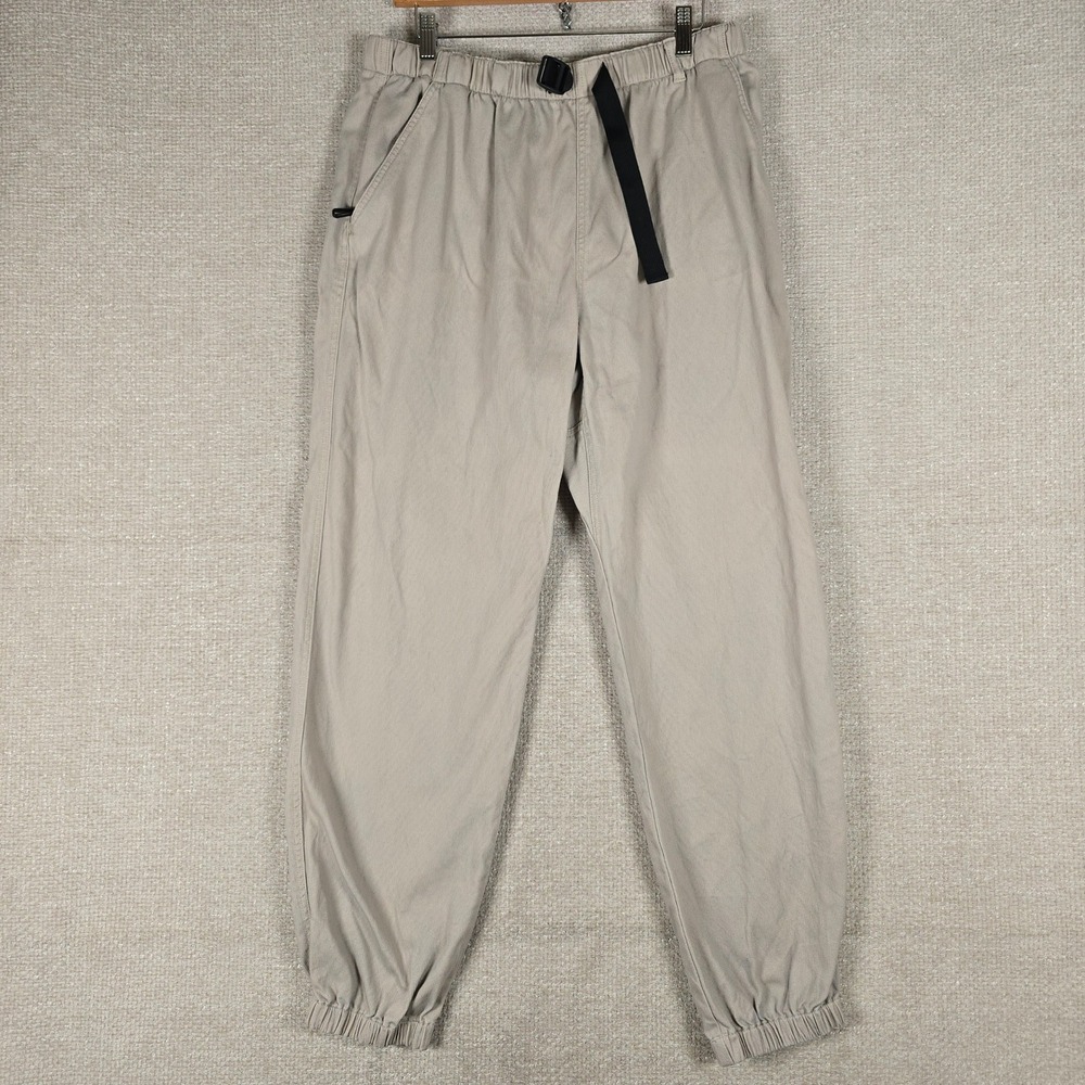 Eastern Mountain Sports EMS Mens Tan Cotton Hiking Jogger Pants Belted Size L